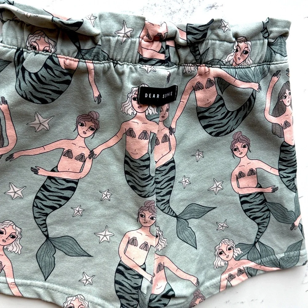 DEAR SOPHIE MERMAID Mint Green PAPERBAG Pull On SHORTS size 7/8 122/128 Medium